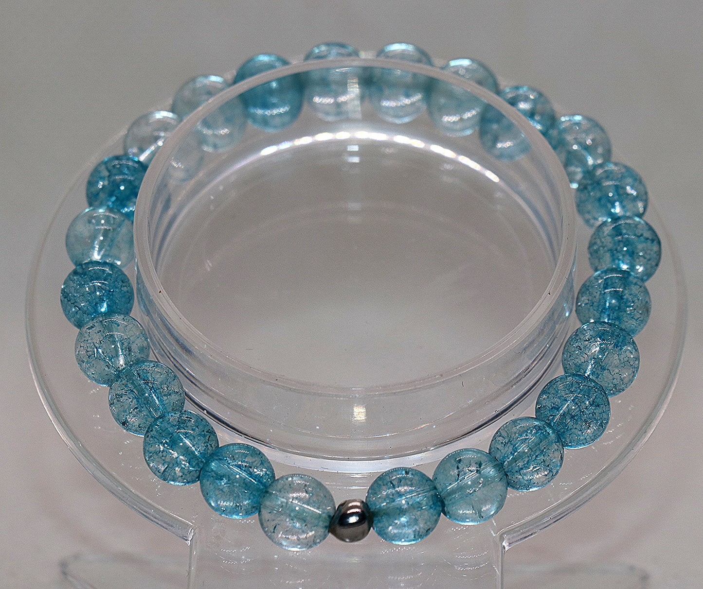 Pulsera de piedras preciosas de cuarzo craquelado azul