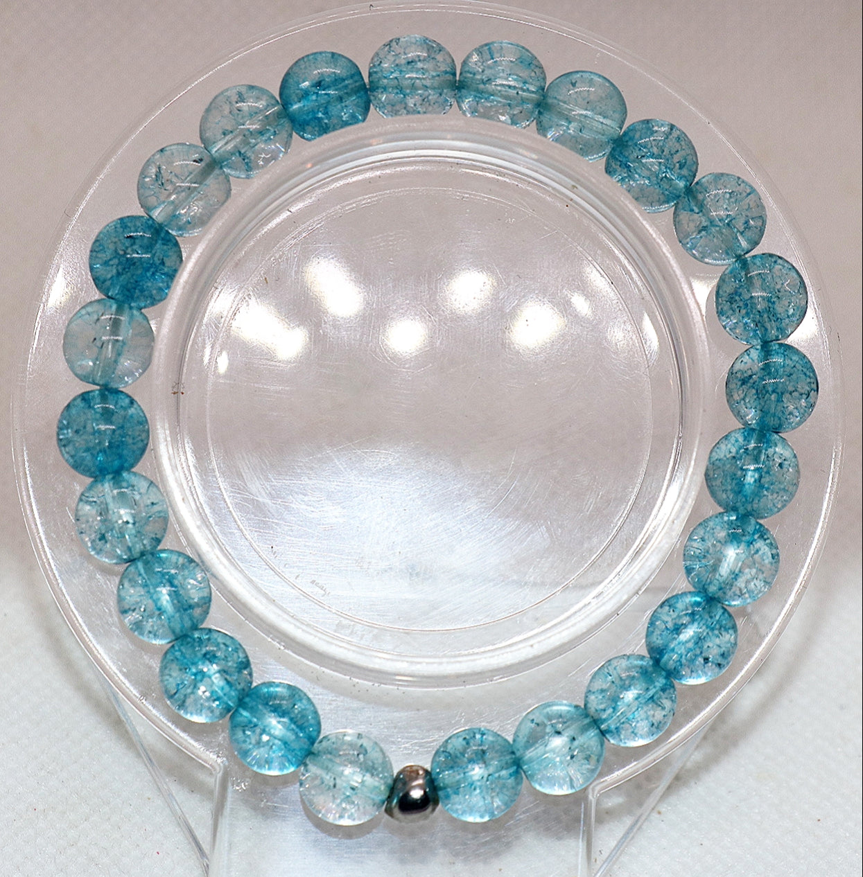 Pulsera de piedras preciosas de cuarzo craquelado azul