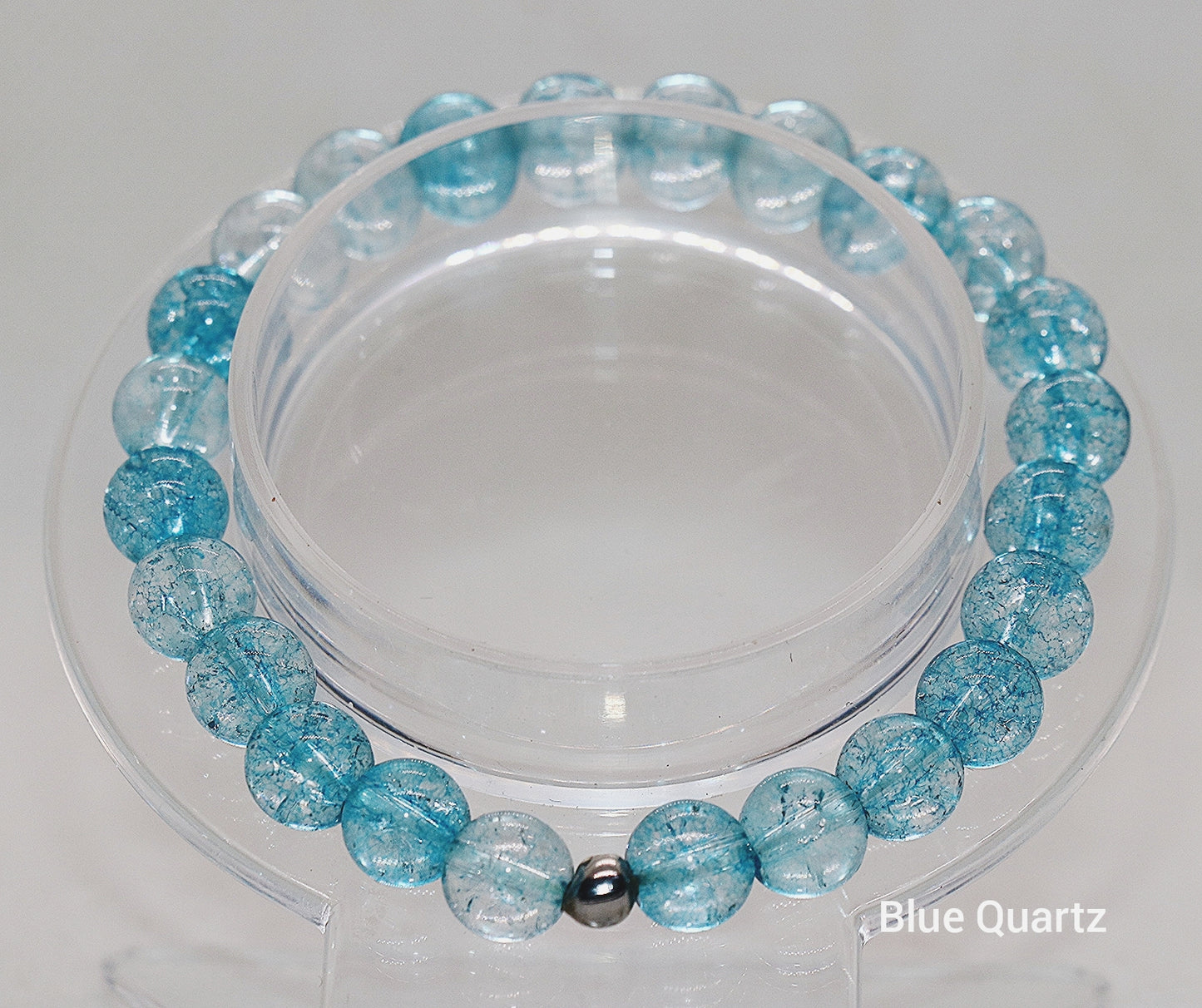 Pulsera de piedras preciosas de cuarzo craquelado azul