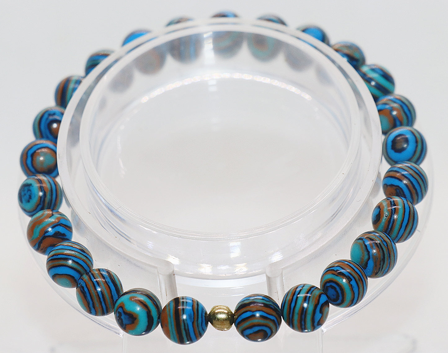 Pulsera de piedras preciosas de malaquita azul