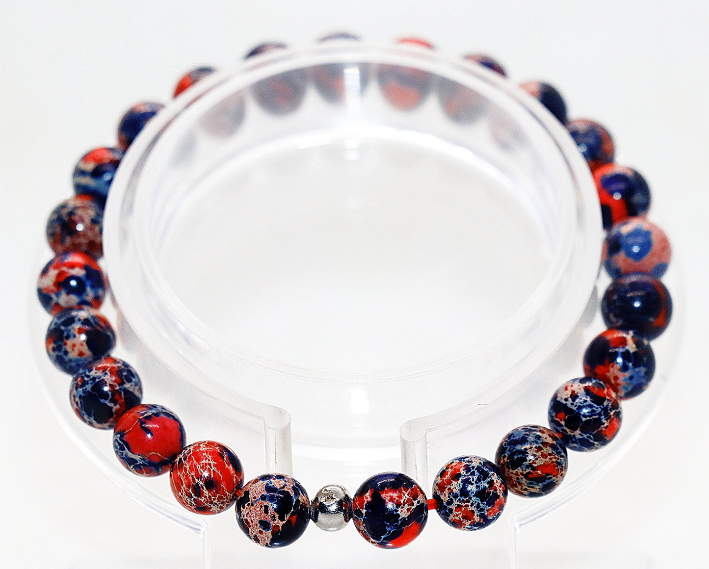 Pulsera de piedra preciosa de jaspe imperial con sedimentos del mar rojo y negro