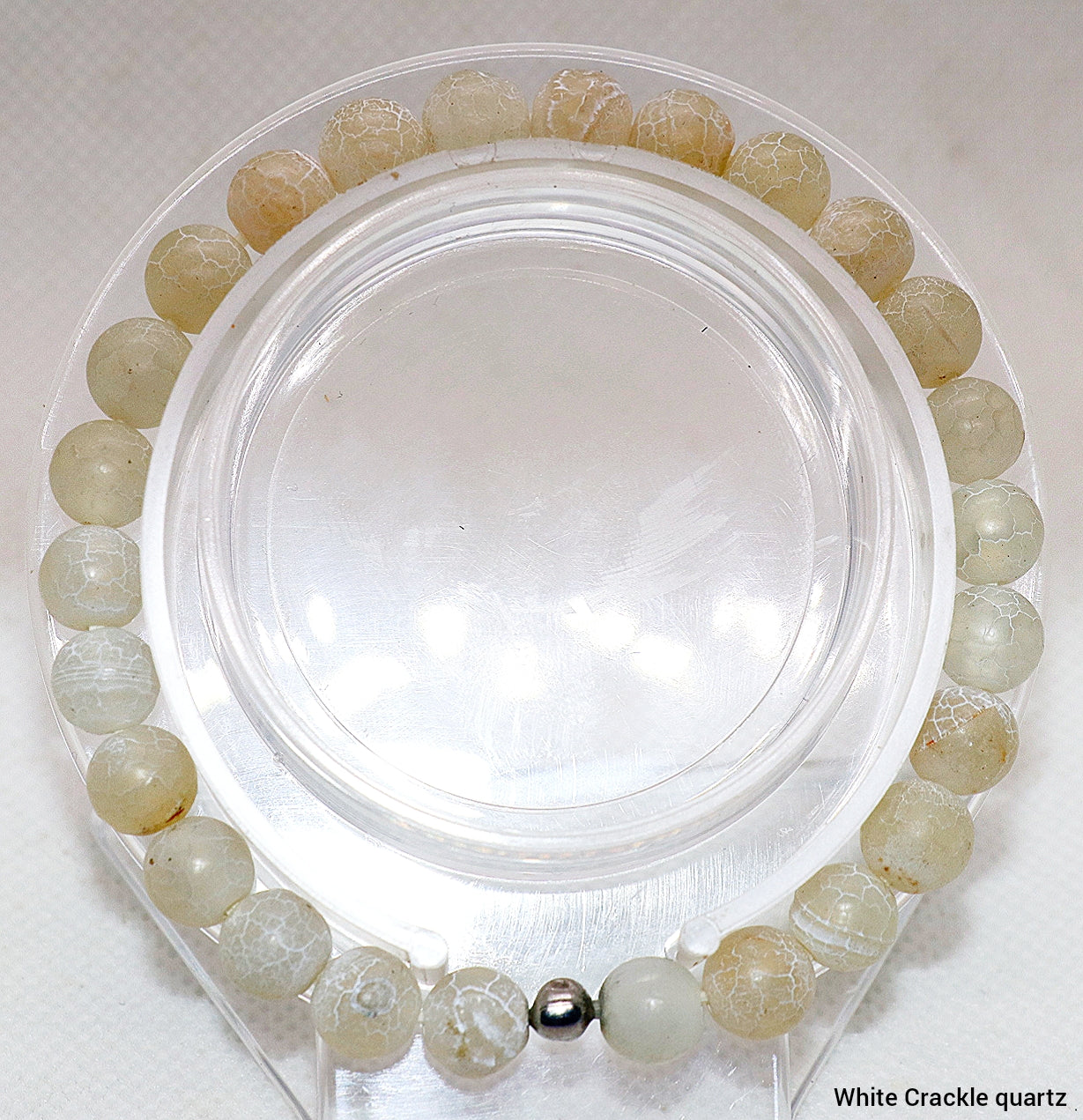 Pulsera de piedras preciosas de ágata blanca agrietada