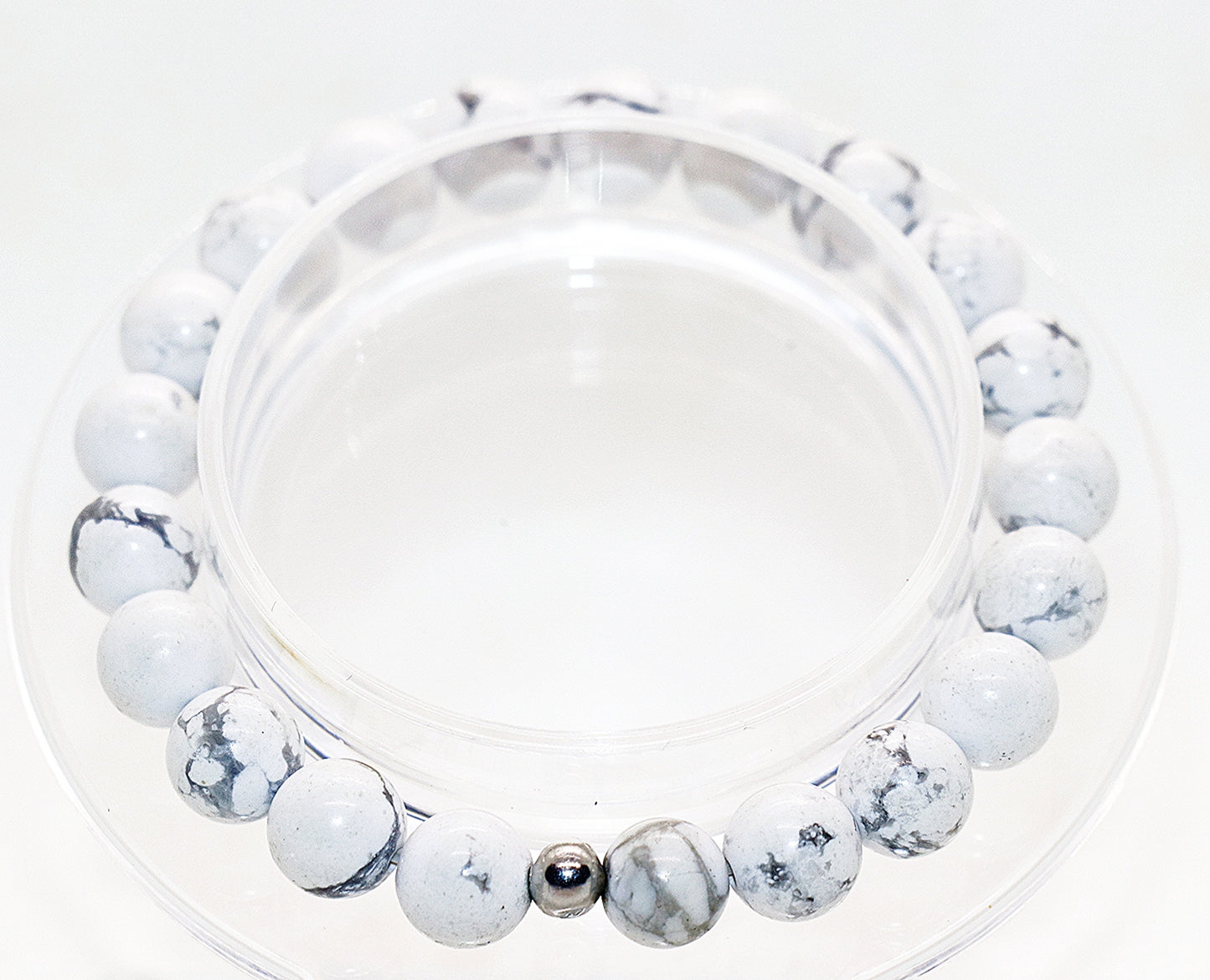 Pulsera de piedra preciosa de howlita blanca con forma ovalada