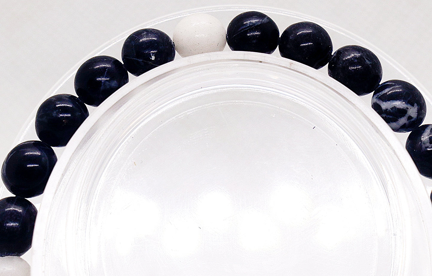 Pulsera de piedras preciosas de jaspe cebra en blanco y negro