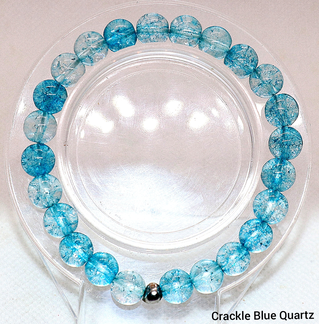 Pulsera de piedras preciosas de cuarzo craquelado azul