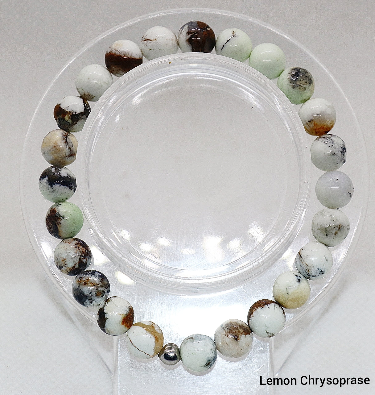 Pulsera de piedras preciosas de crisoprasa de limón