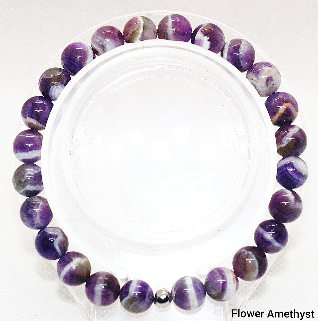 Pulsera de piedra preciosa de amatista con forma de flor