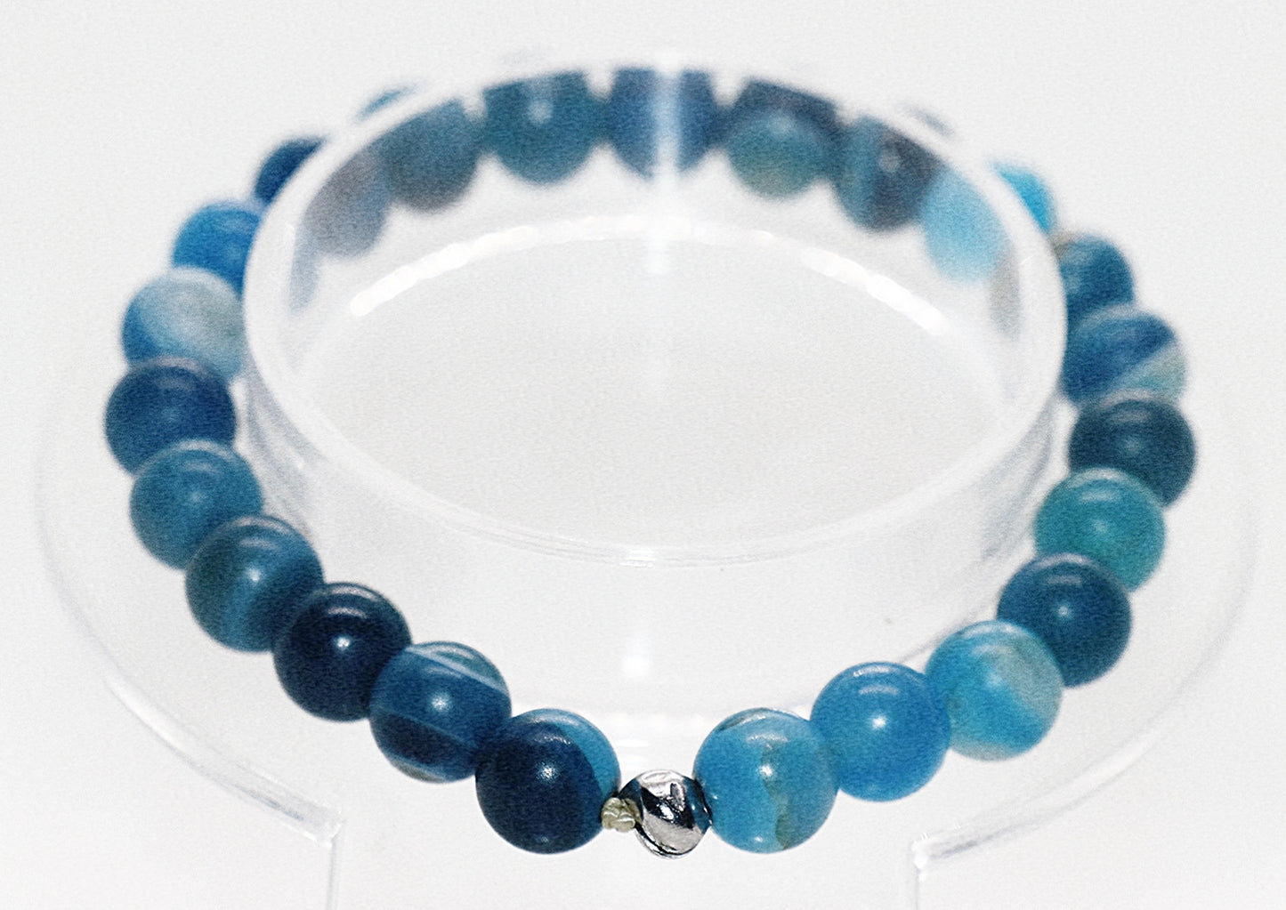 Pulsera de piedras preciosas de ágata con rayas azules