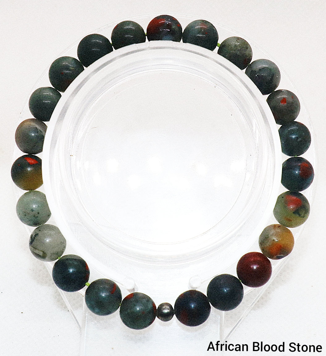 Pulsera de piedras preciosas de piedra de sangre africana