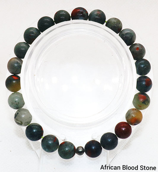 Pulsera de piedras preciosas de piedra de sangre africana