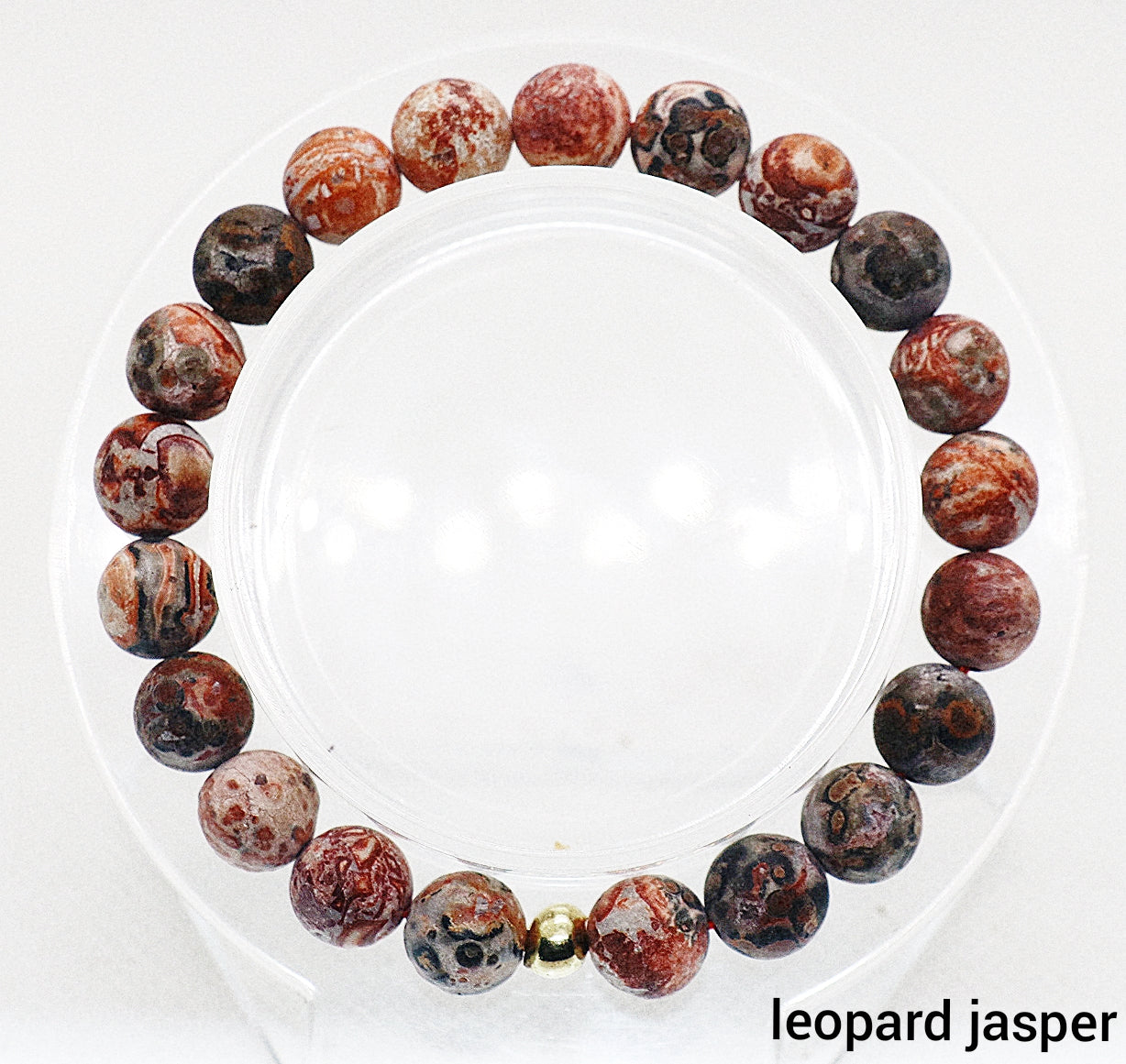 Pulsera de piedras preciosas de jaspe de piel de leopardo