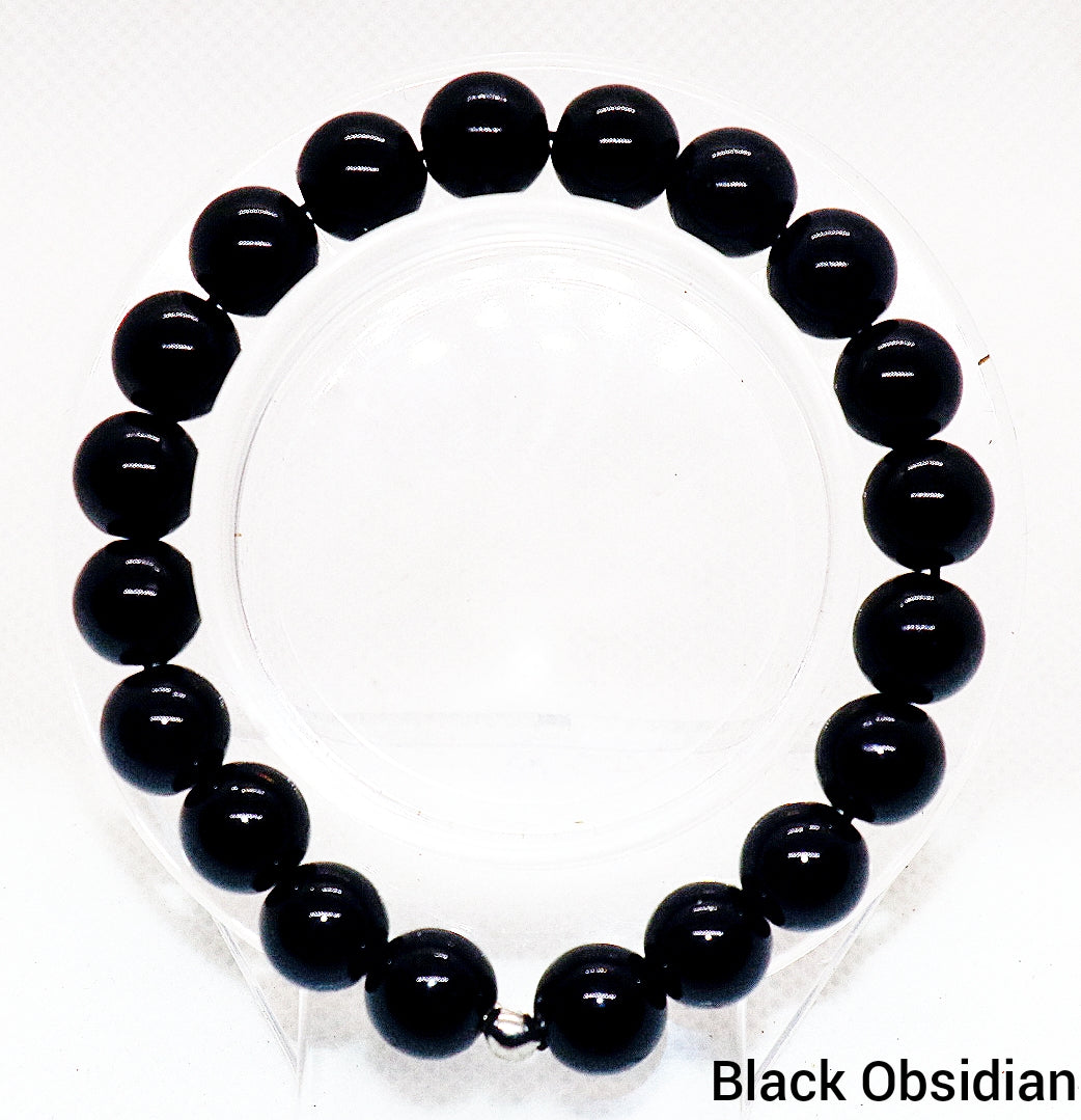Pulsera de piedras preciosas de obsidiana negra