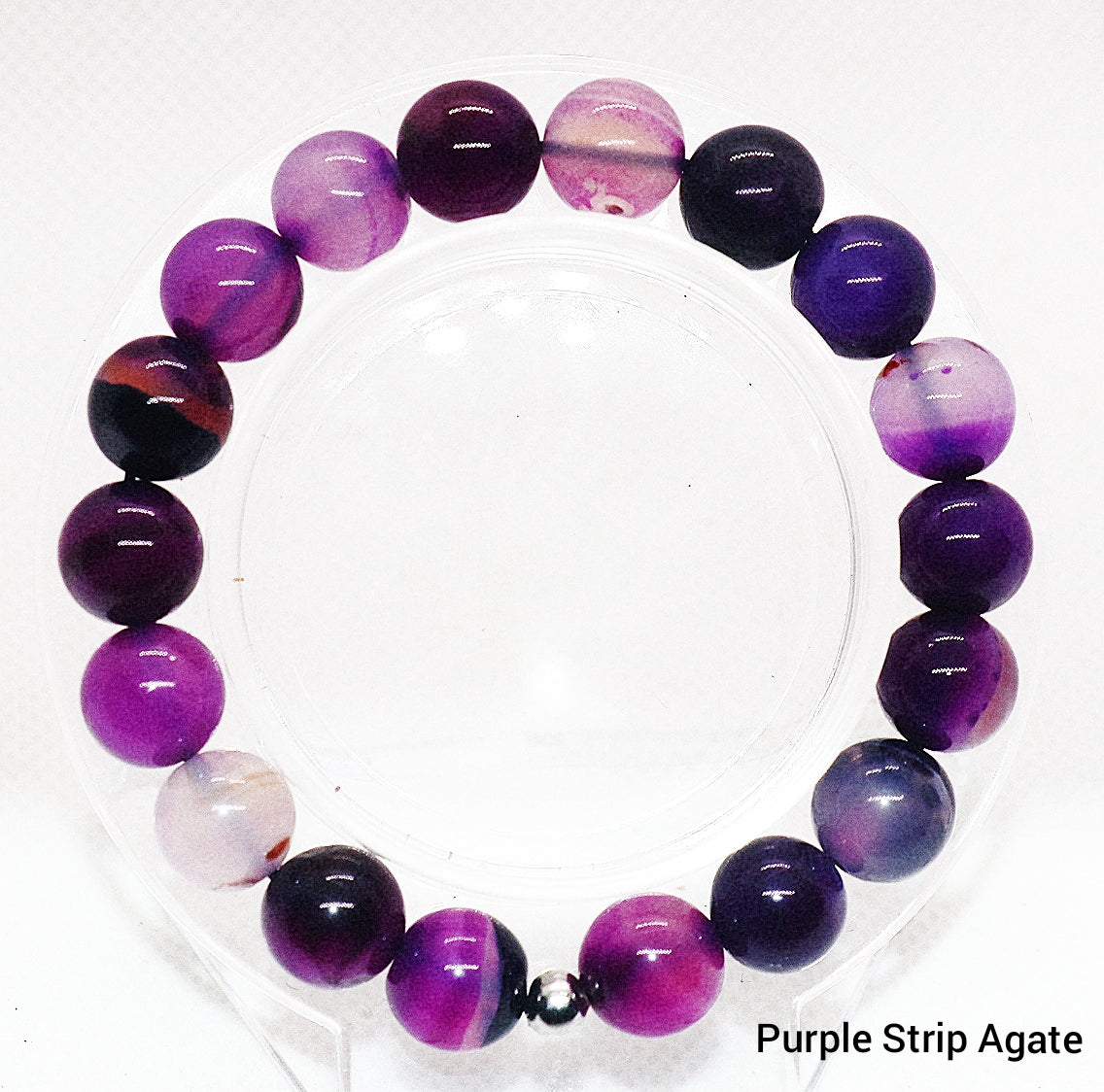 Pulsera de piedras preciosas de ágata con rayas moradas