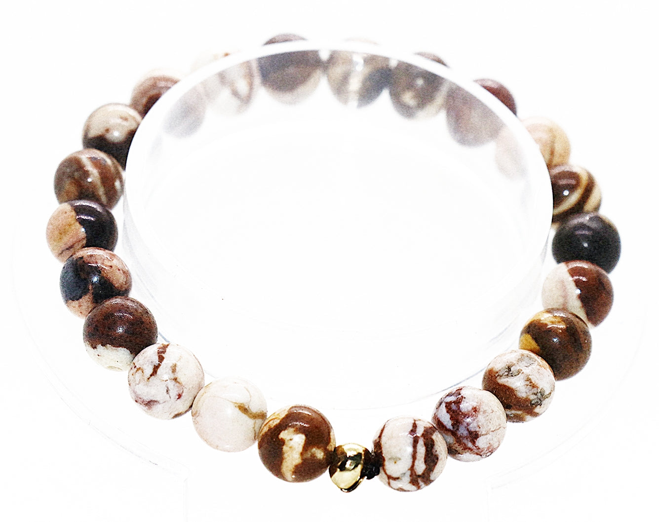 Pulsera de piedras preciosas de jaspe zabra marrón