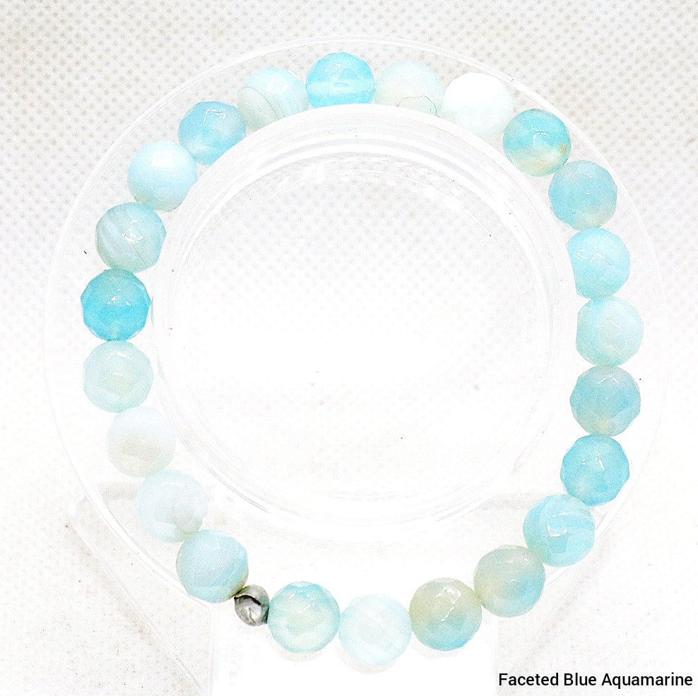 Pulsera de piedras preciosas de aguamarina facetada
