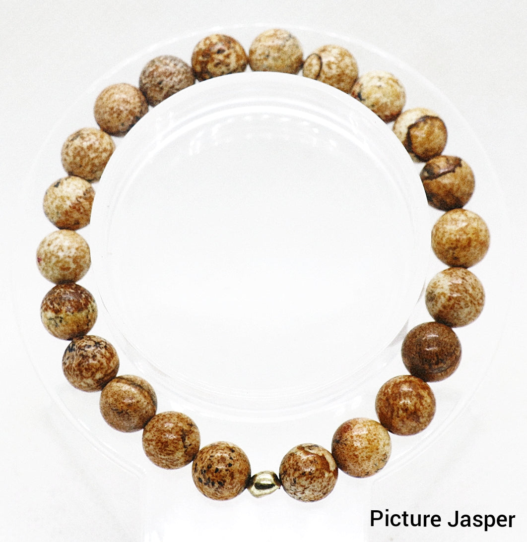 Pulsera de piedras preciosas de jaspe con imagen