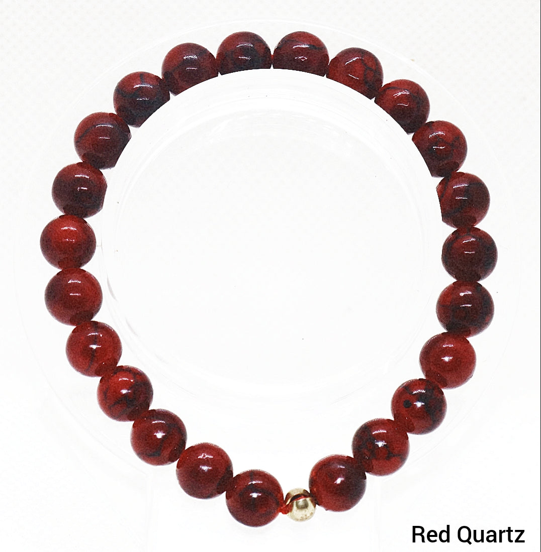 Pulsera de piedras preciosas de cuarzo rosa