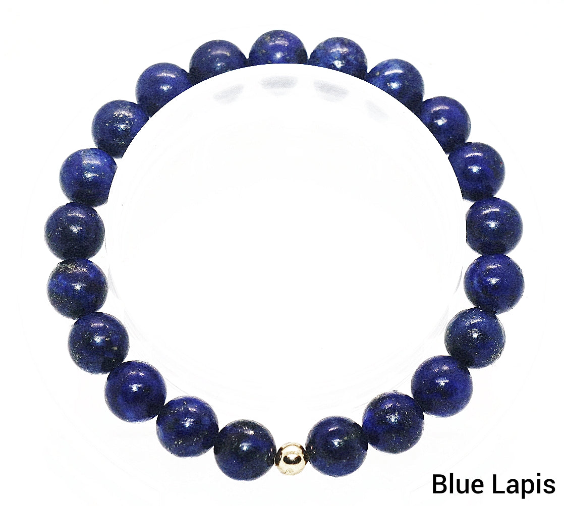 Pulsera de piedras preciosas de lapislázuli azul