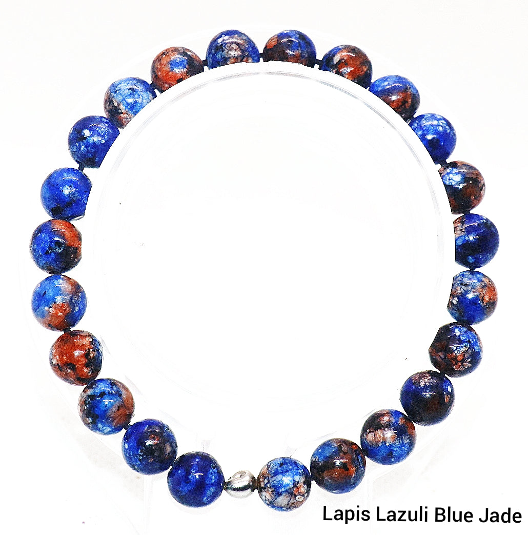 Pulsera de piedras preciosas de lapislázuli azul y naranja
