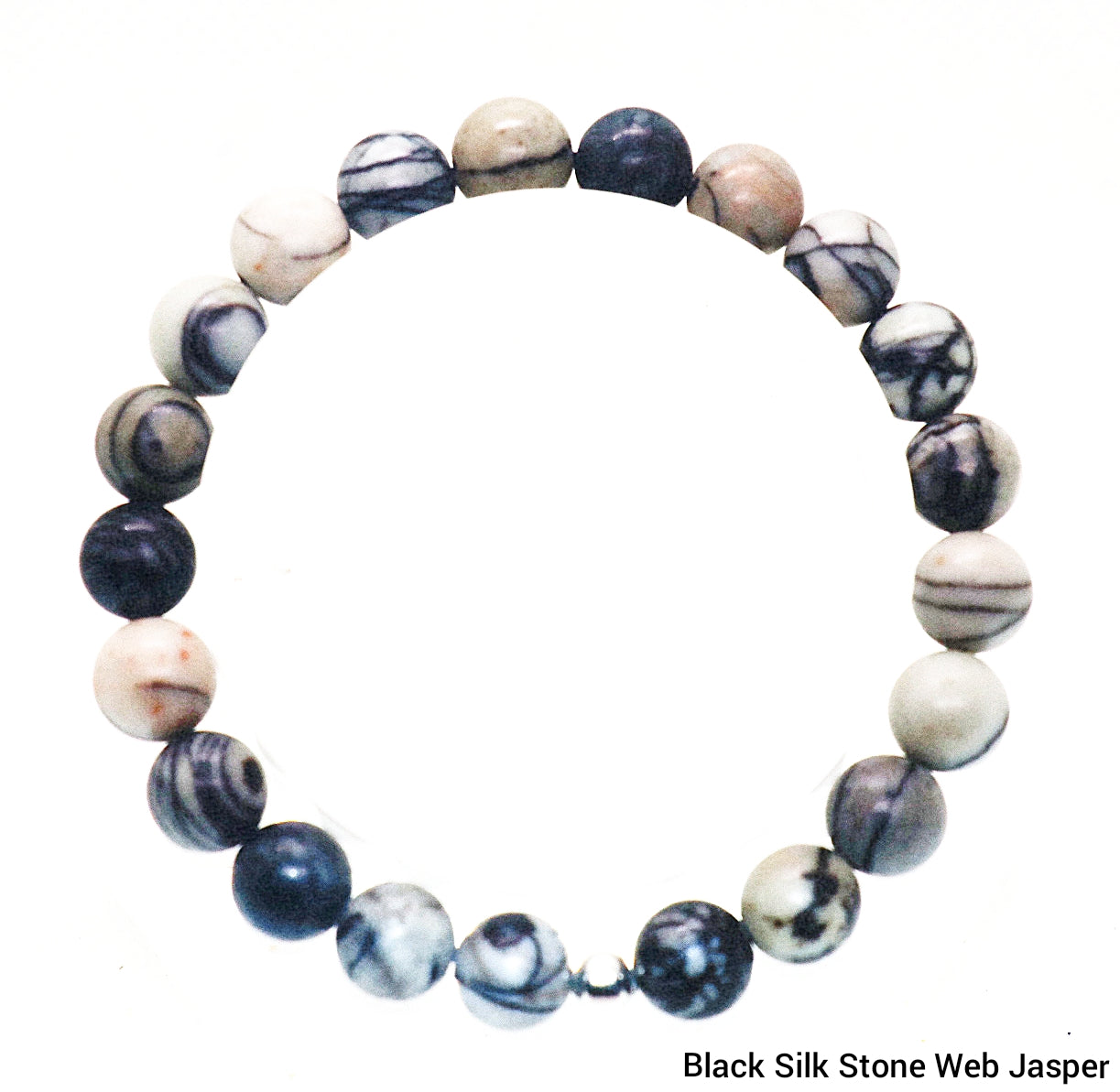 Pulsera de piedras preciosas de jaspe con red de piedra de seda negra