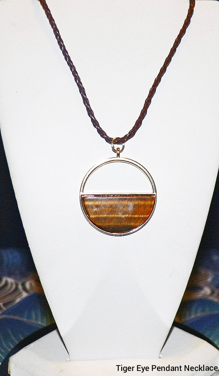 Colgante y collar de ojo de tigre amarillo