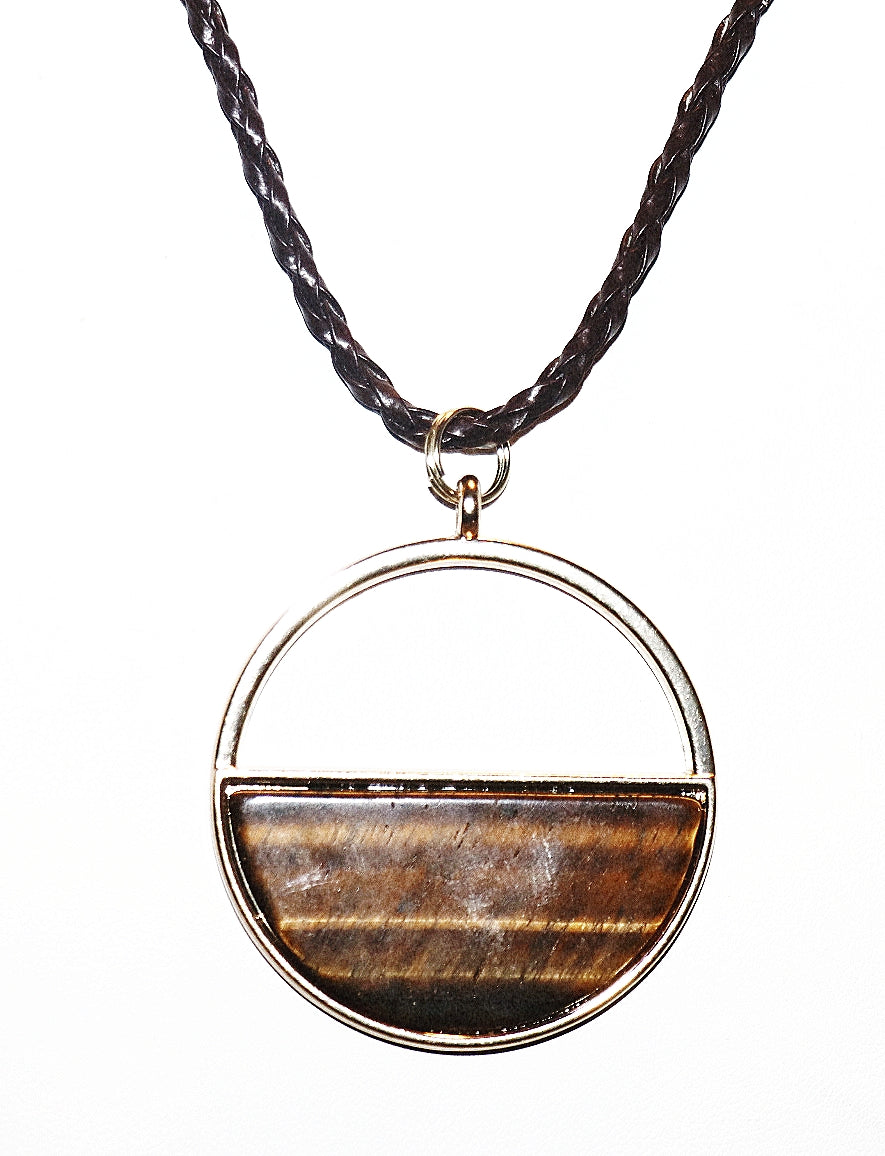 Colgante y collar de ojo de tigre amarillo