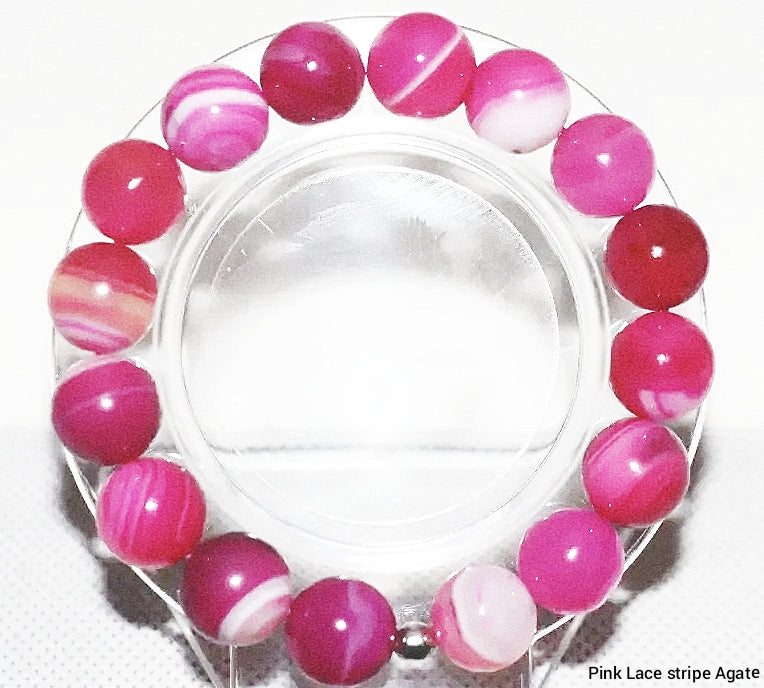 Pink Strip Agate Gemstone Bracelet