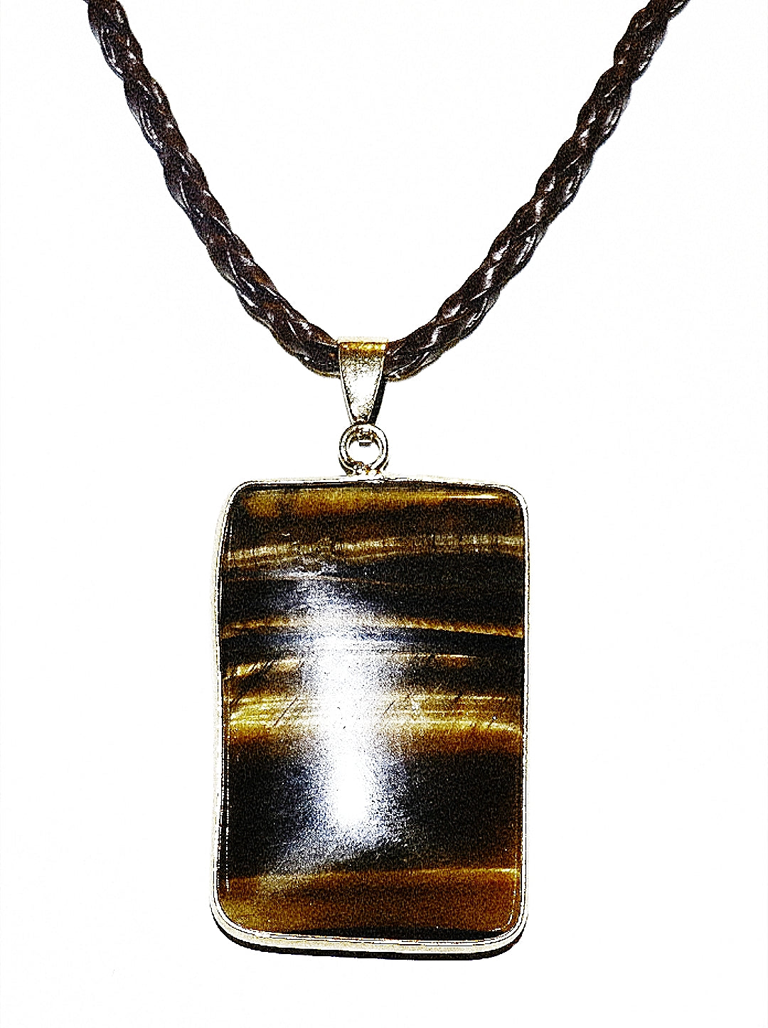 Colgante y collar de ojo de tigre amarillo