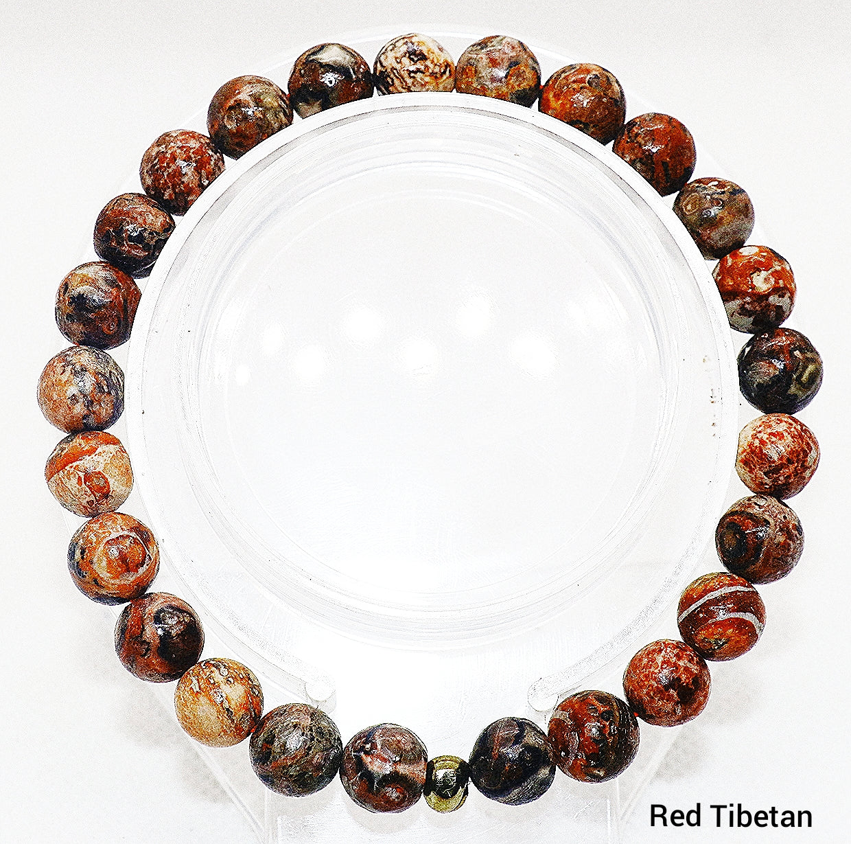 Pulsera de piedras preciosas tibetanas rojas
