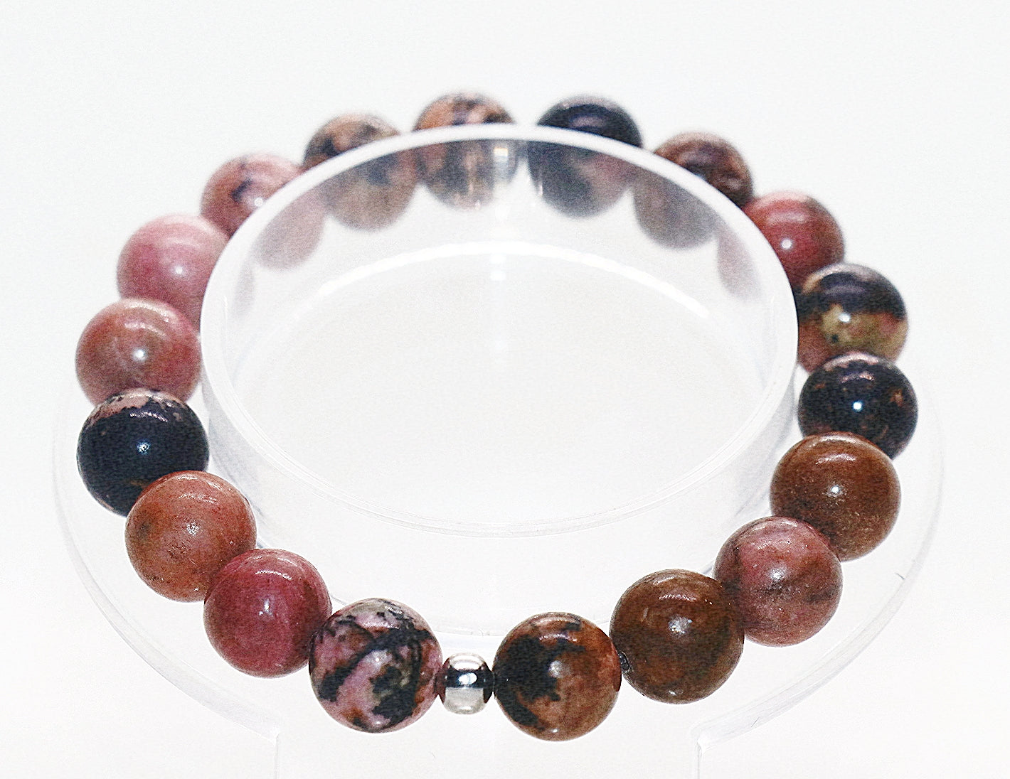 Pulsera de piedras preciosas de rodonita