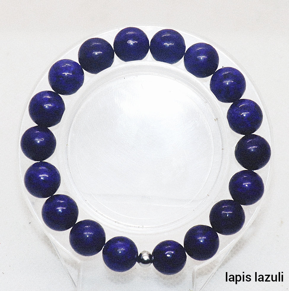 Pulsera de piedras preciosas de lapislázuli azul