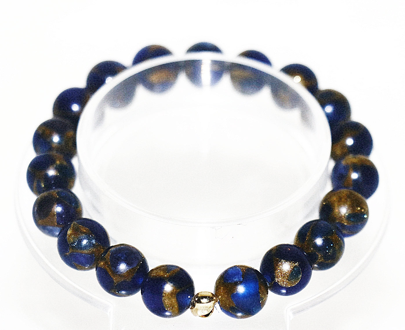 Pulsera de piedras preciosas de jaspe con impresión de mármol azul
