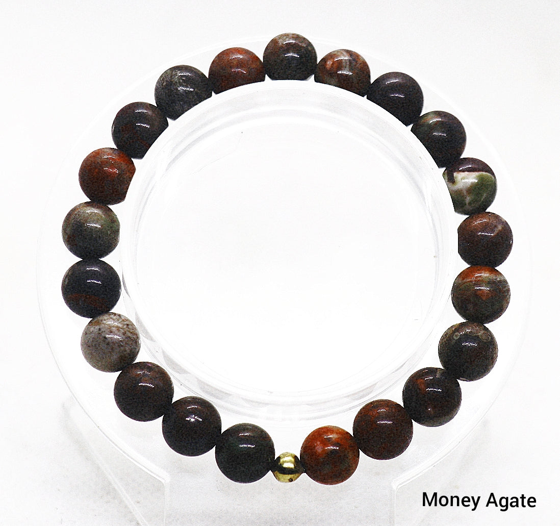 Pulsera de piedras preciosas de ágata de dinero poco común