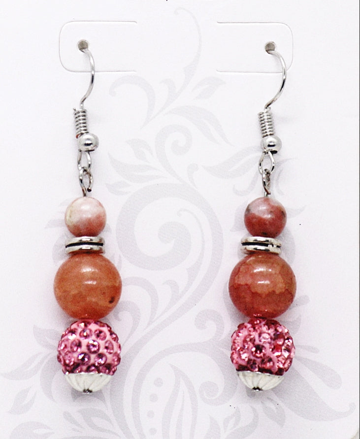 Pendientes con piedras preciosas de ágata roja y piedra solar