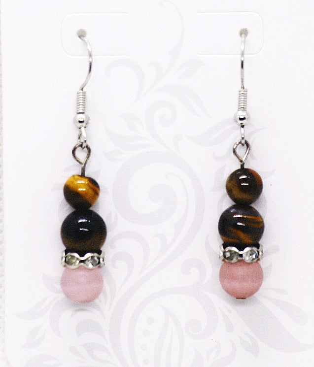 Pendientes con piedra preciosa de ojo de tigre amarillo