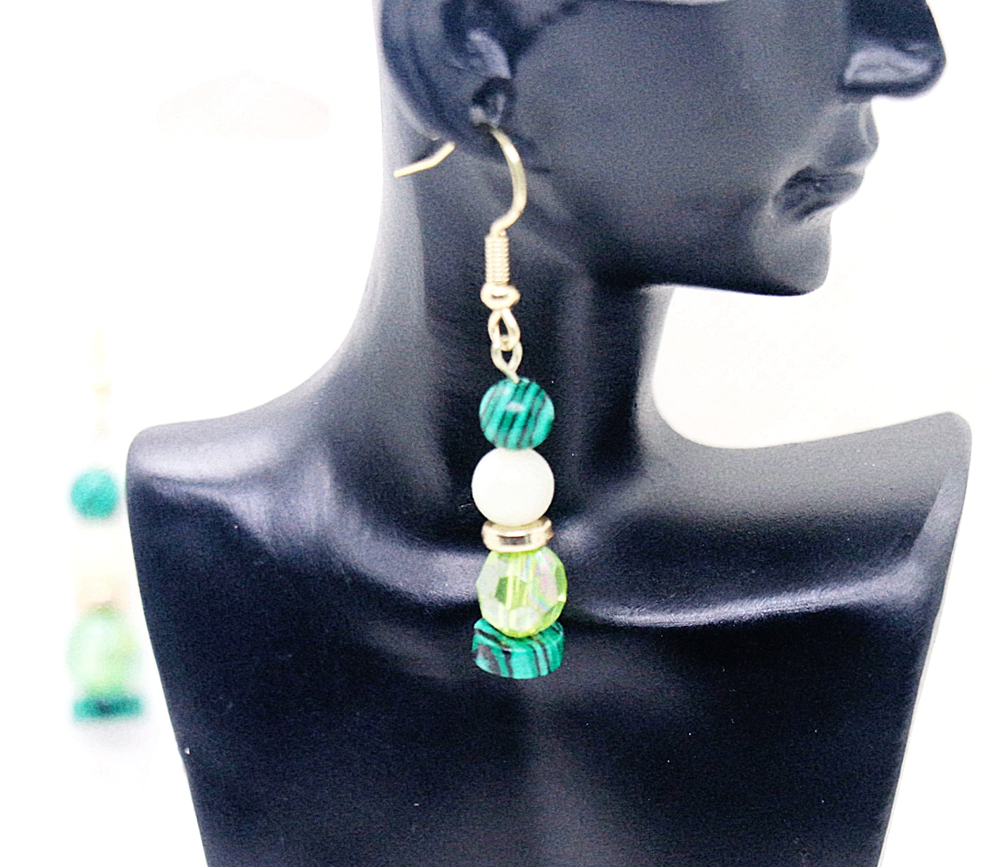 Green Malachite Gemstone Ear-Rings