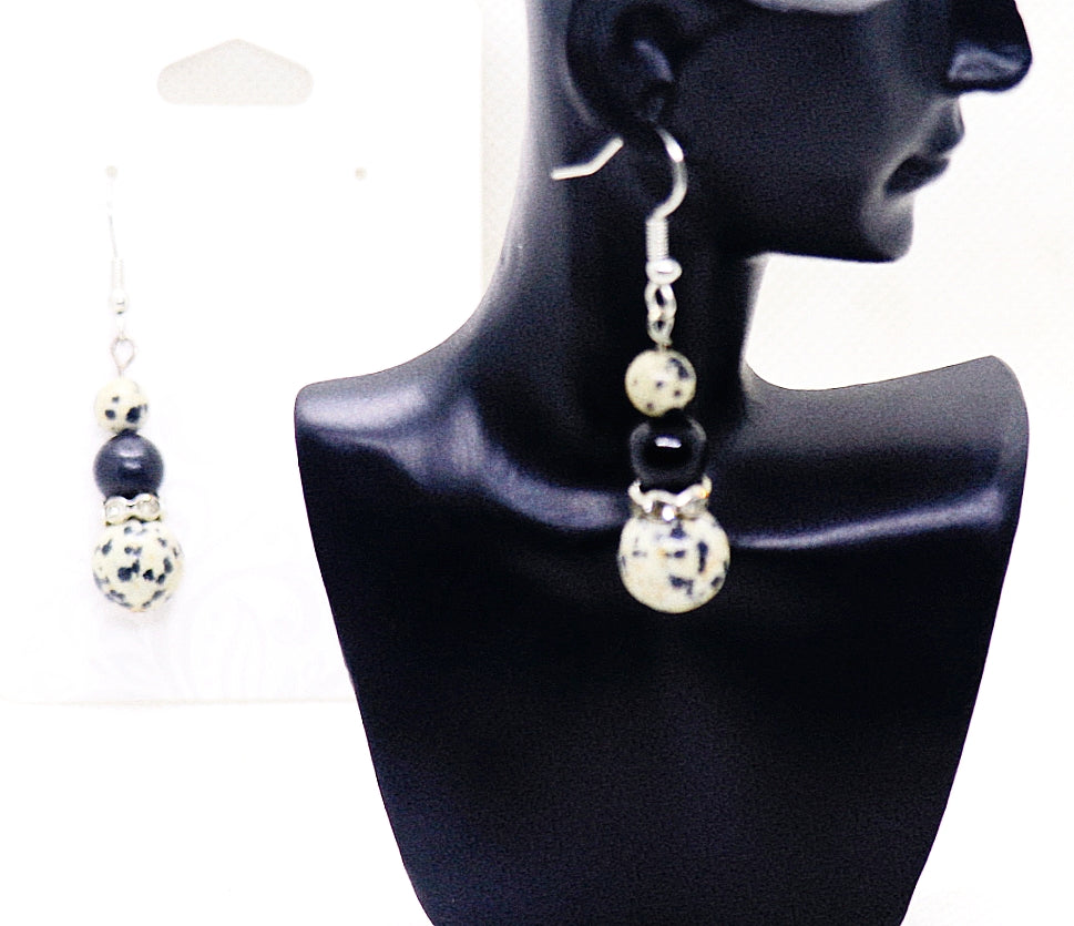 Pendientes de piedra preciosa de jaspe dálmata