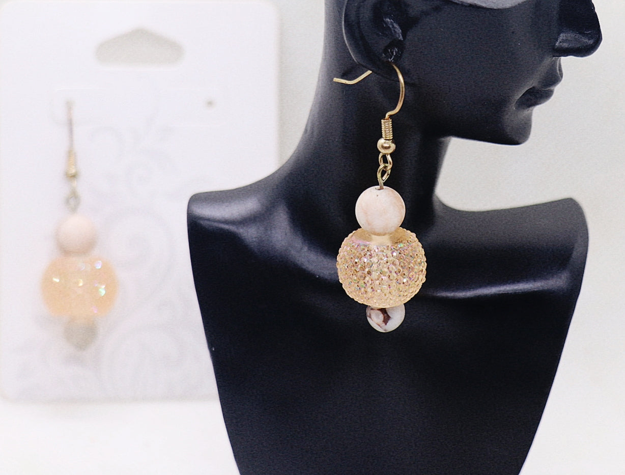 Pink Zebra Jasper Gemstone Ear-Rings