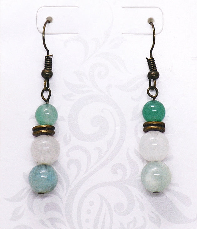 Pendientes de aventurina verde y cuarzo transparente