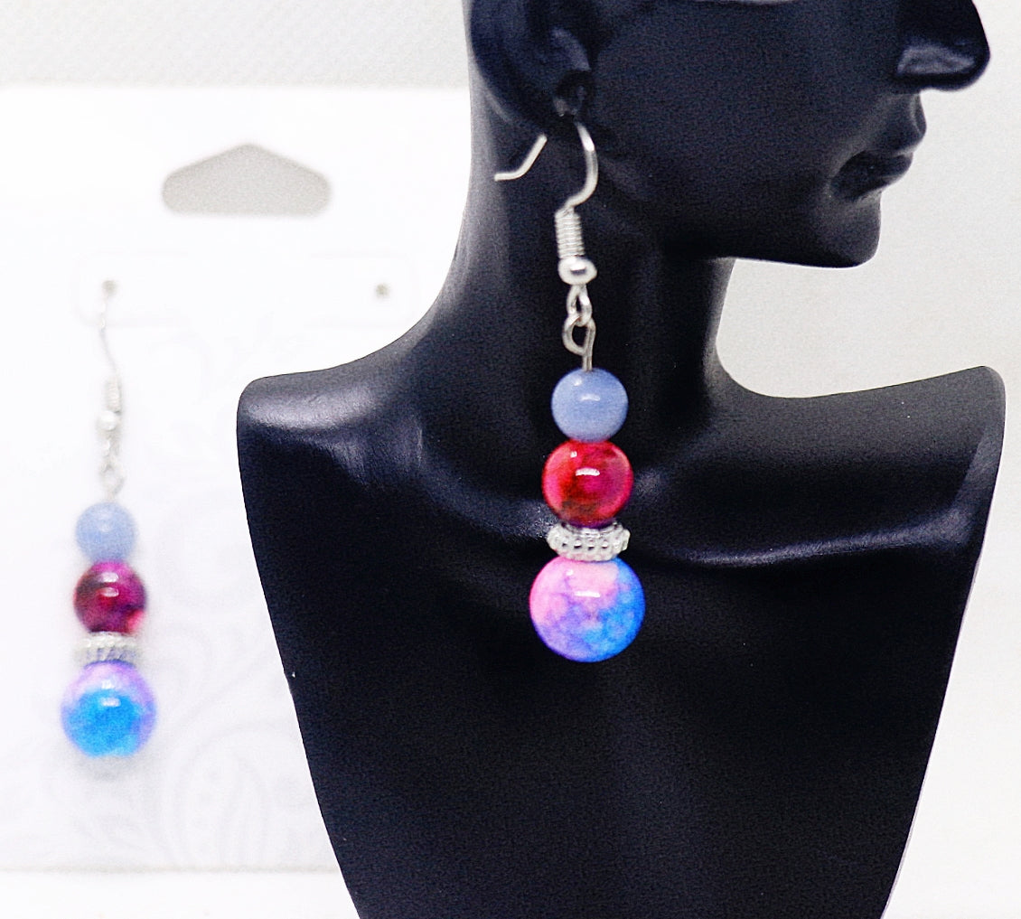 Pendientes con piedra preciosa de aventurina azul