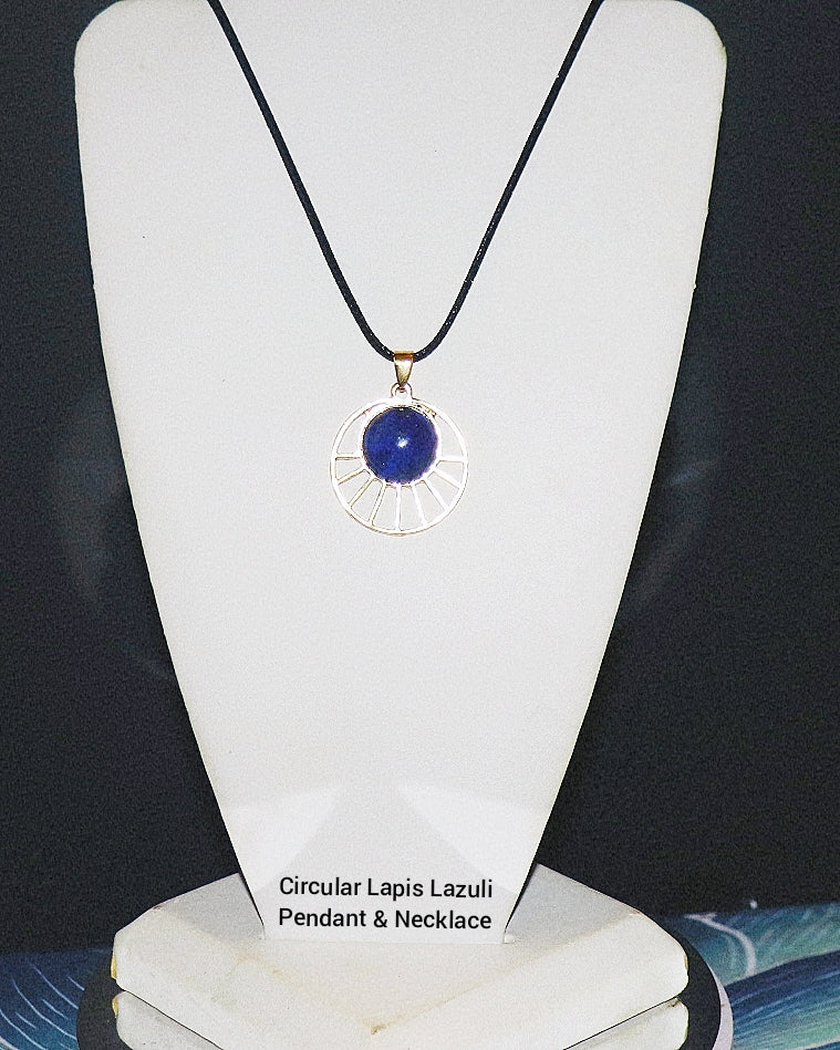 Colgante y collar circulares de lapislázuli azul