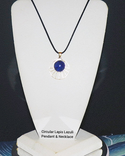 Colgante y collar circulares de lapislázuli azul