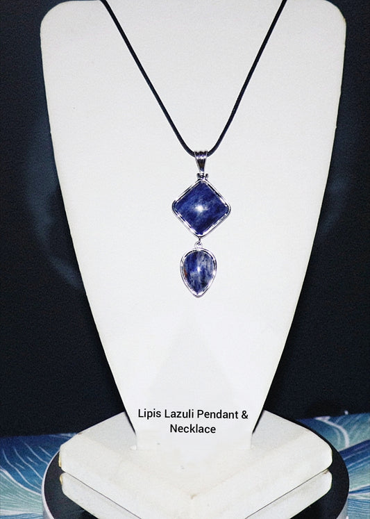 Colgante y collar de lapislázuli azul