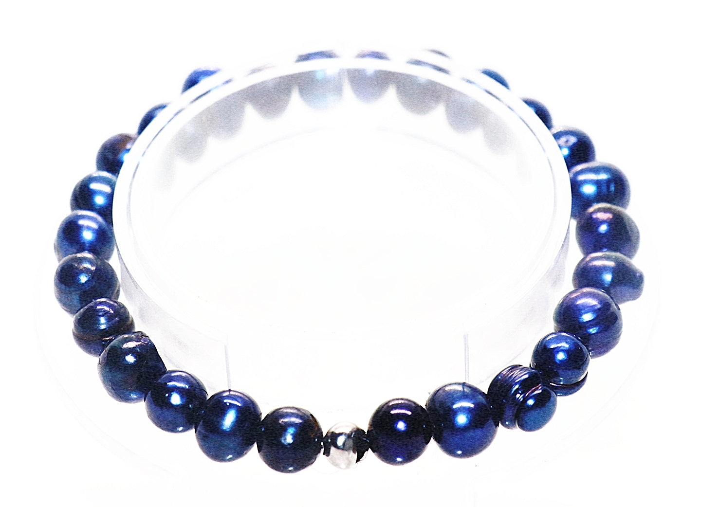 Pulsera de piedra preciosa de nácar azul