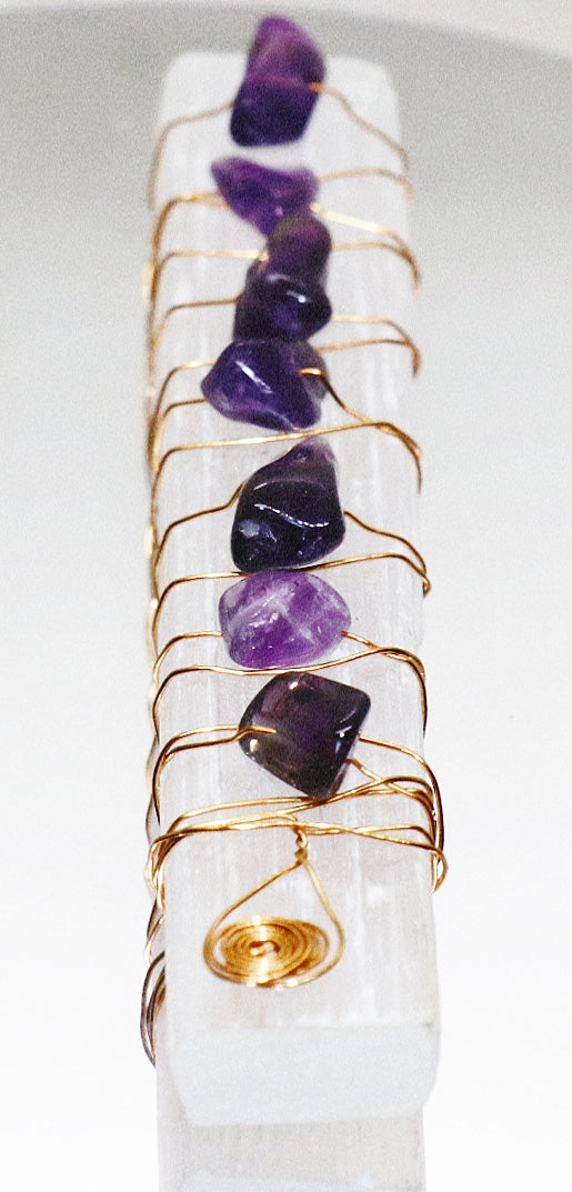 Varita de piedra preciosa de amatista morada selenita o varita de piedra preciosa de 7 chakras selenita