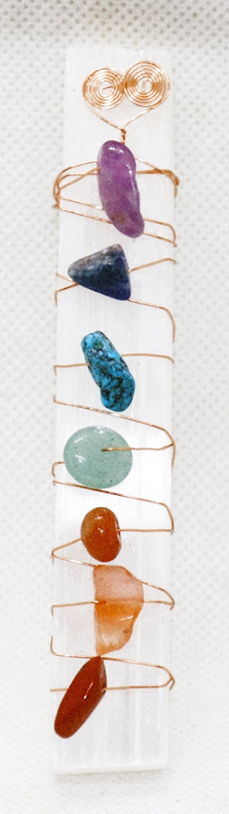 Varita de piedra preciosa de amatista morada selenita o varita de piedra preciosa de 7 chakras selenita