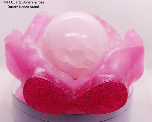 60 - 70mm Rose Quartz & Rose Quartz Hand Sand