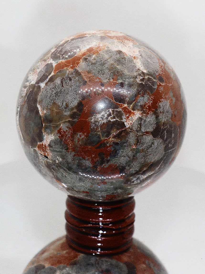 Rare 70mm Money Agate Gemstone Sphere & Stand