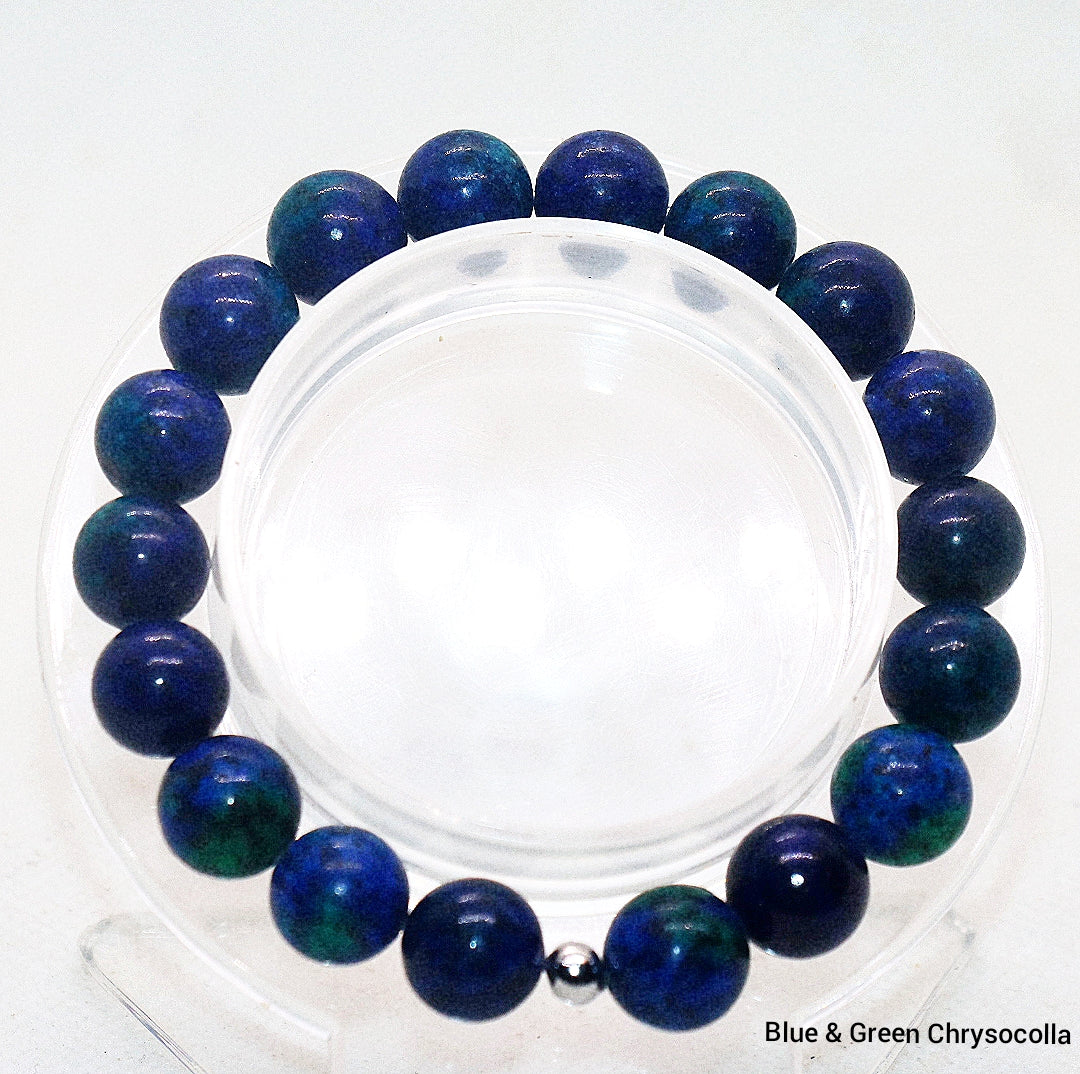 Pulsera de piedras preciosas crisocola azul y verde