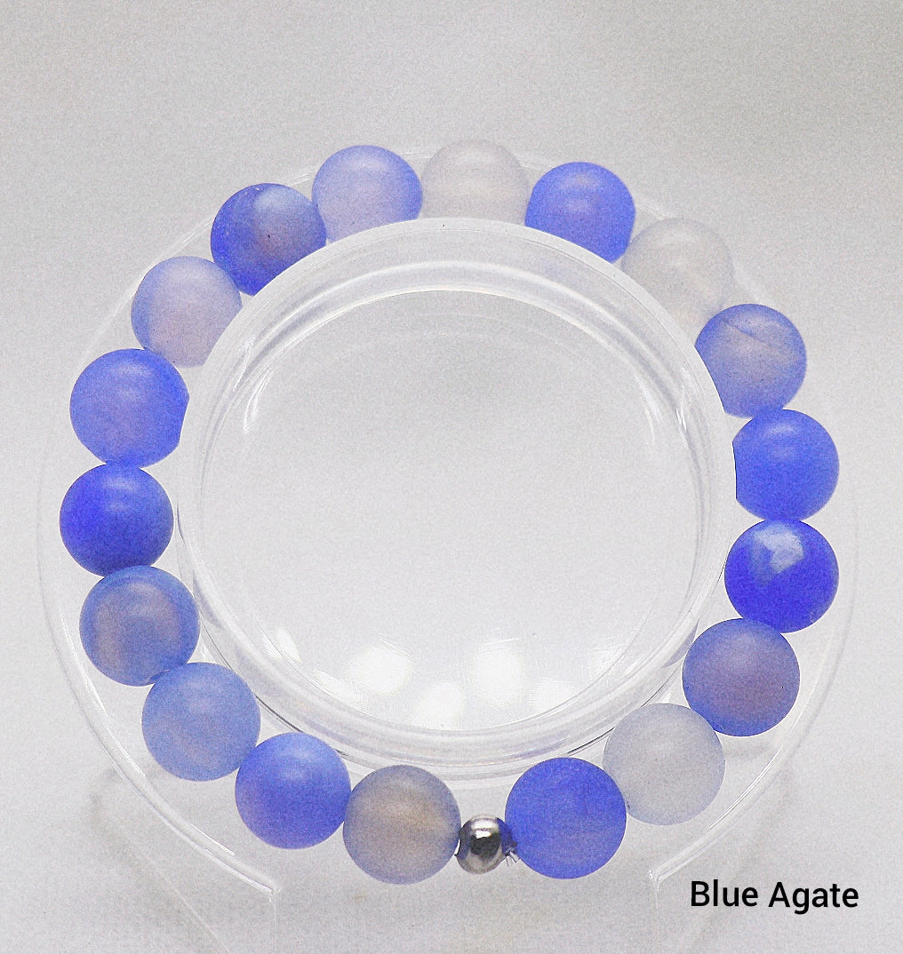 Pulsera de piedras preciosas de ágata azul